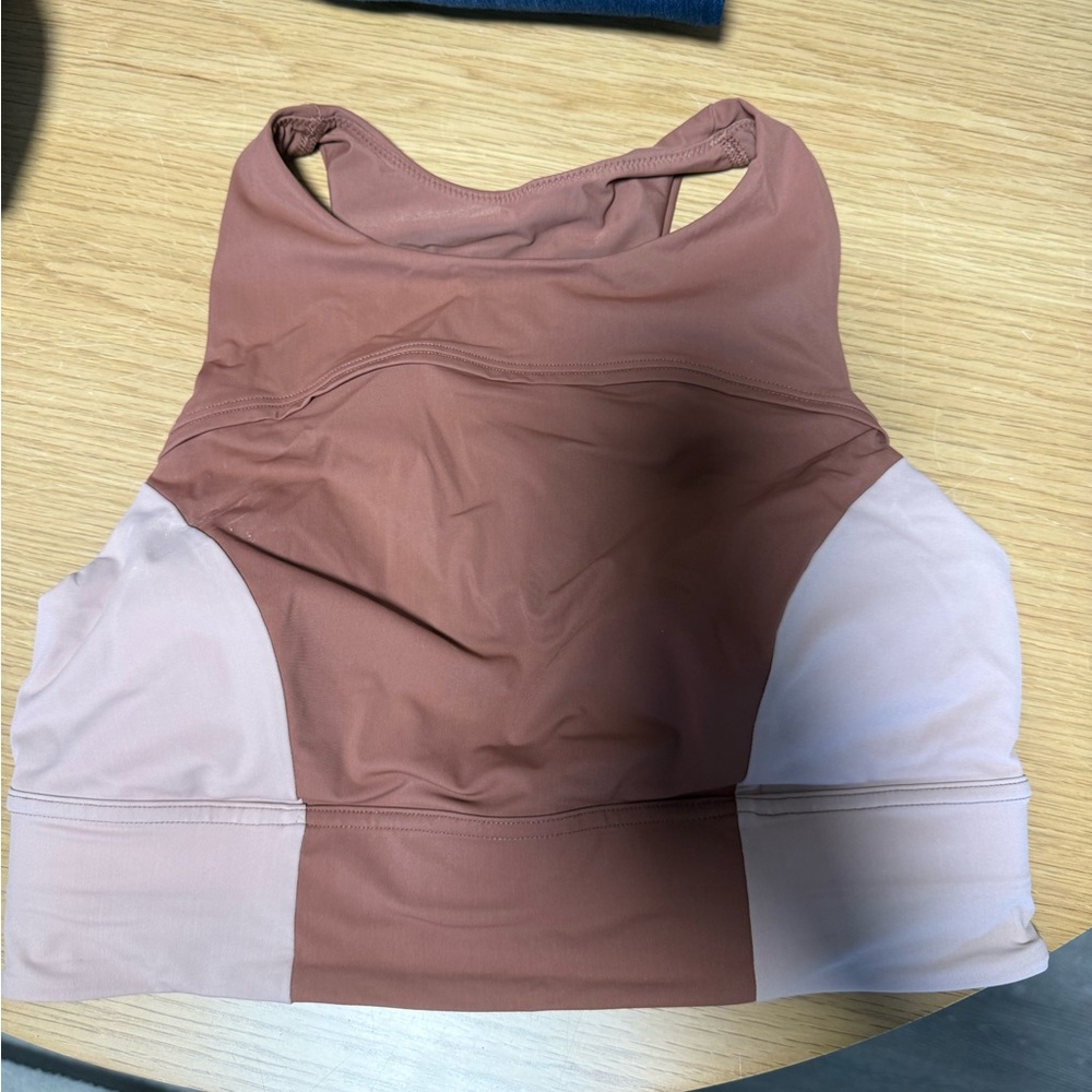 Women's Brown and Pink Sports Bra